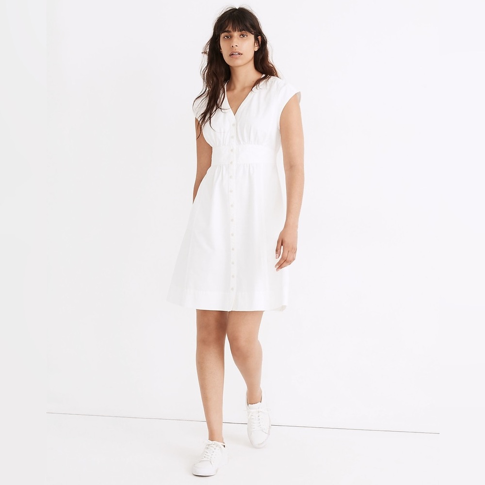 New Madewell Denim Cap-Sleeve Button-Front Dress … - image 1